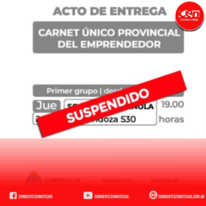 Corrientes: reprograman la entrega de carnets para emprendedores prevista para este jueves
