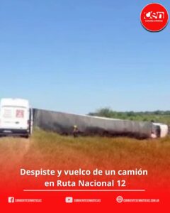 Siniestro en Ruta 12: un camión con mercadería despistó cerca de San Roque