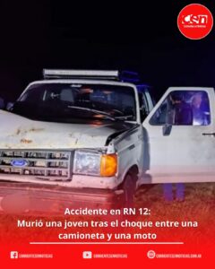 Tragedia en la Ruta 12: una joven correntina murió tras un choque entre una camioneta y una moto