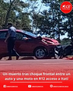 Tragedia en el acceso a Itatí: un choque frontal en la Ruta 12 dejó una víctima fatal