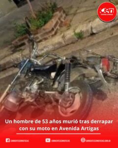 Siniestro vial en Corrientes: un hombre de 53 años murió tras una caída solitaria