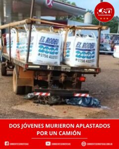 Tragedia en Virasoro: dos jóvenes murieron tras chocar en moto contra un camión