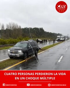 Tragedia cerca de Zárate-Brazo Largo: cuatro muertos en un violento choque múltiple