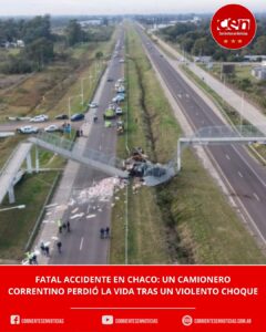 Tragedia en la Ruta 16: un camionero correntino murió tras chocar y derribar un puente peatonal cerca de Puerto Tirol