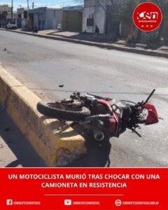 Tragedia en Resistencia: un motociclista murió en un violento choque y el conductor de la camioneta fue detenido