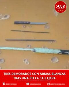Violenta pelea callejera en Corrientes: tres jóvenes demorados tras un enfrentamiento con cuchillos y facas