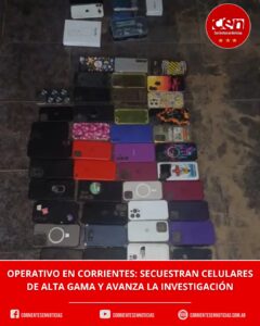 Operativo en Corrientes: secuestran iPhones, herramientas de desarme y posnets en el barrio Santa Lucía