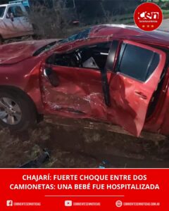 Fuerte accidente en Chajarí: chocaron dos vehículos y una bebé de un año debió ser hospitalizada