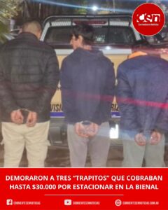 Tensión en la Bienal de Resistencia: demoraron a cuidacoches que exigían hasta $30.000 y uno tenía captura por abuso