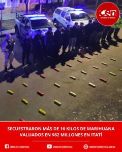 Golpe al narcotráfico en Itatí: la Policía secuestró casi 17 kilos de marihuana valuados en más de 62 millones de pesos
