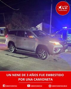 Milagro en Monte Caseros: un nene de 3 años fue atropellado por una camioneta y se encuentra fuera de peligro
