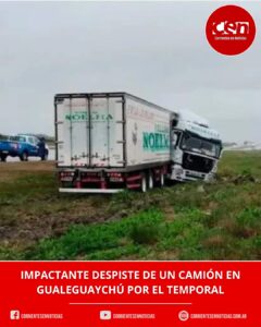 Un fuerte viento despistó a un camión en la Autovía 14: el chofer resultó ileso