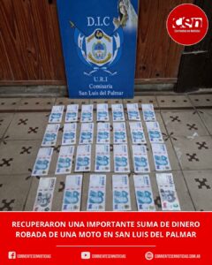 Rápido accionar en San Luis del Palmar: la Policía recuperó dinero robado de la baulera de una moto
