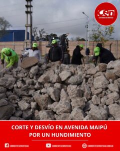 Hundimiento en avenida Maipú: implementan cortes y doble sentido de circulación