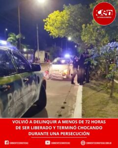 Persecución y choque en Corrientes Capital: detienen a un delincuente que había sido liberado hace 72 horas